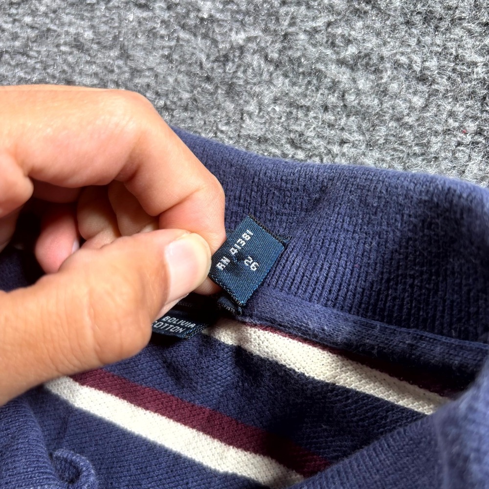 Vintage Polo Ralph Lauren Shirt Men's Large Blue Striped Knit Cotton Pony Logo - Picture 9 of 13